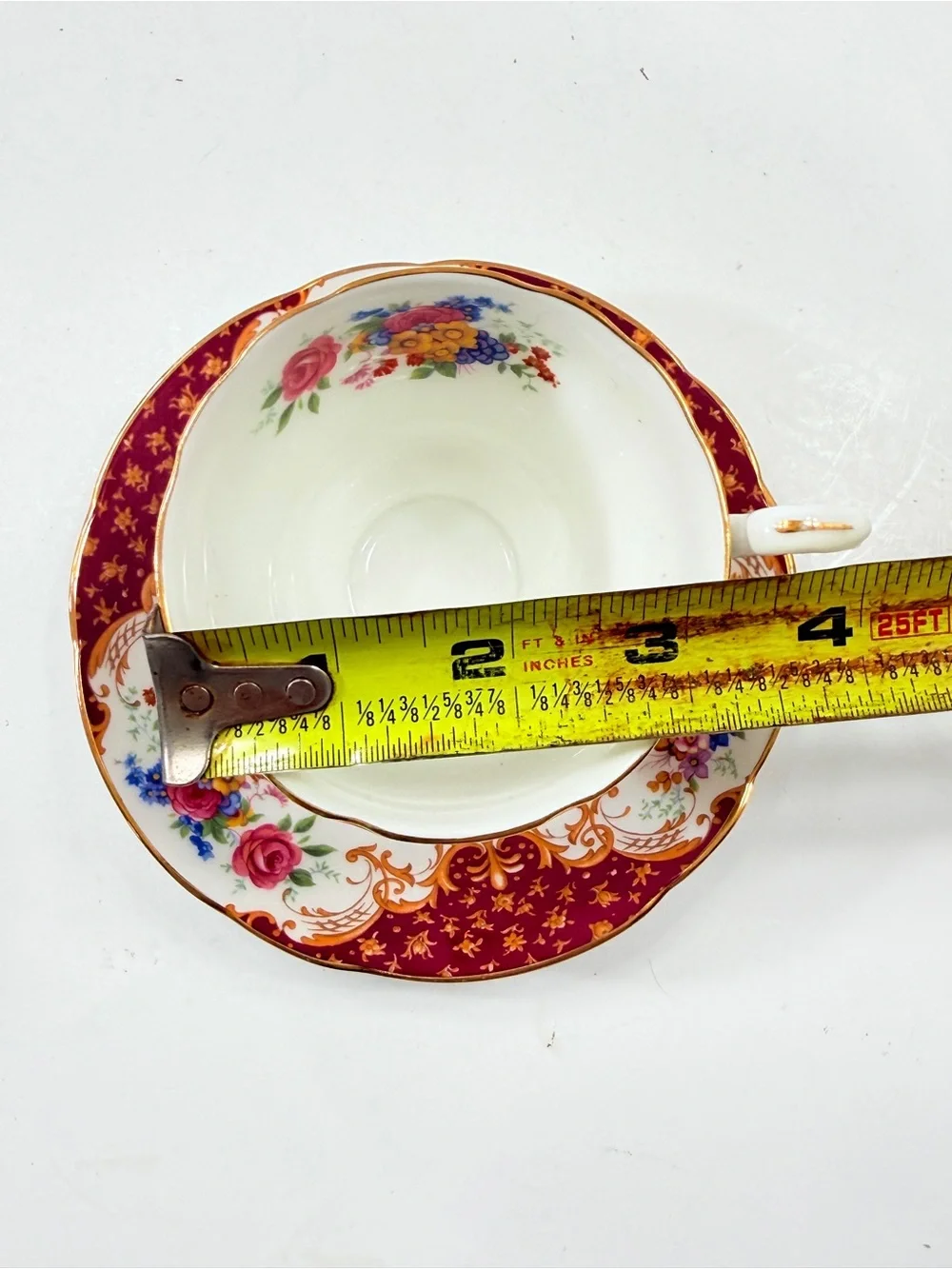 Vintage Paragon Rockingham Fine Bone China Tea Cup & Saucer Set Red Flower Bird